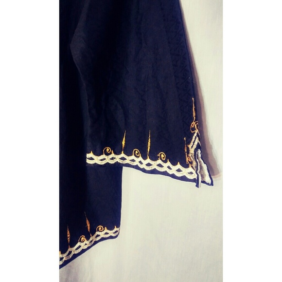 African Black & Gold Embroidered Tunic Top 1X /2X - Picture 4 of 5